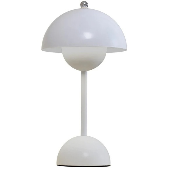 NWT 11.8"H Rechargeable Metal Dome Lamp, Soft Winter White Finish. - Picture 4 of 7